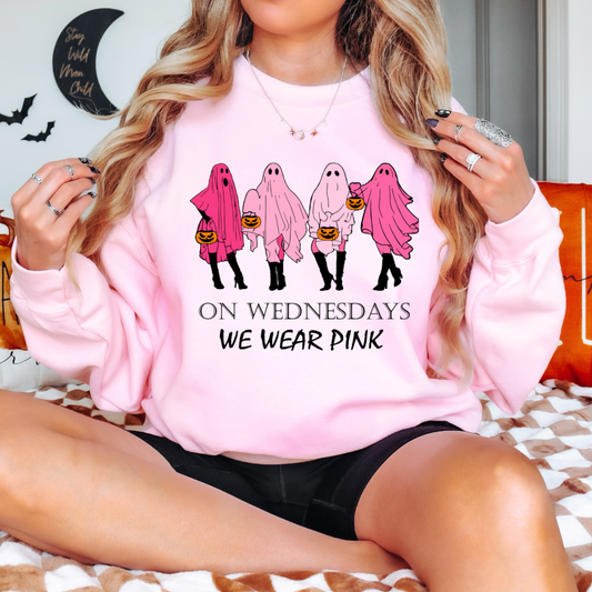 On Wednesday's We Wear Pink Mean Girls Halloween Sweatshirt