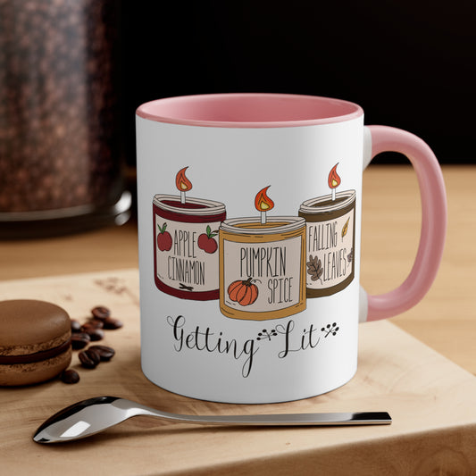 Getting Lit Fall Candle Coffee Mug, Halloween Coffee Mug, Cute Fall Coffee Mug, Pumpkin Spice, Basic Bitch Coffee Mug, Rae Dunn Coffee Mug