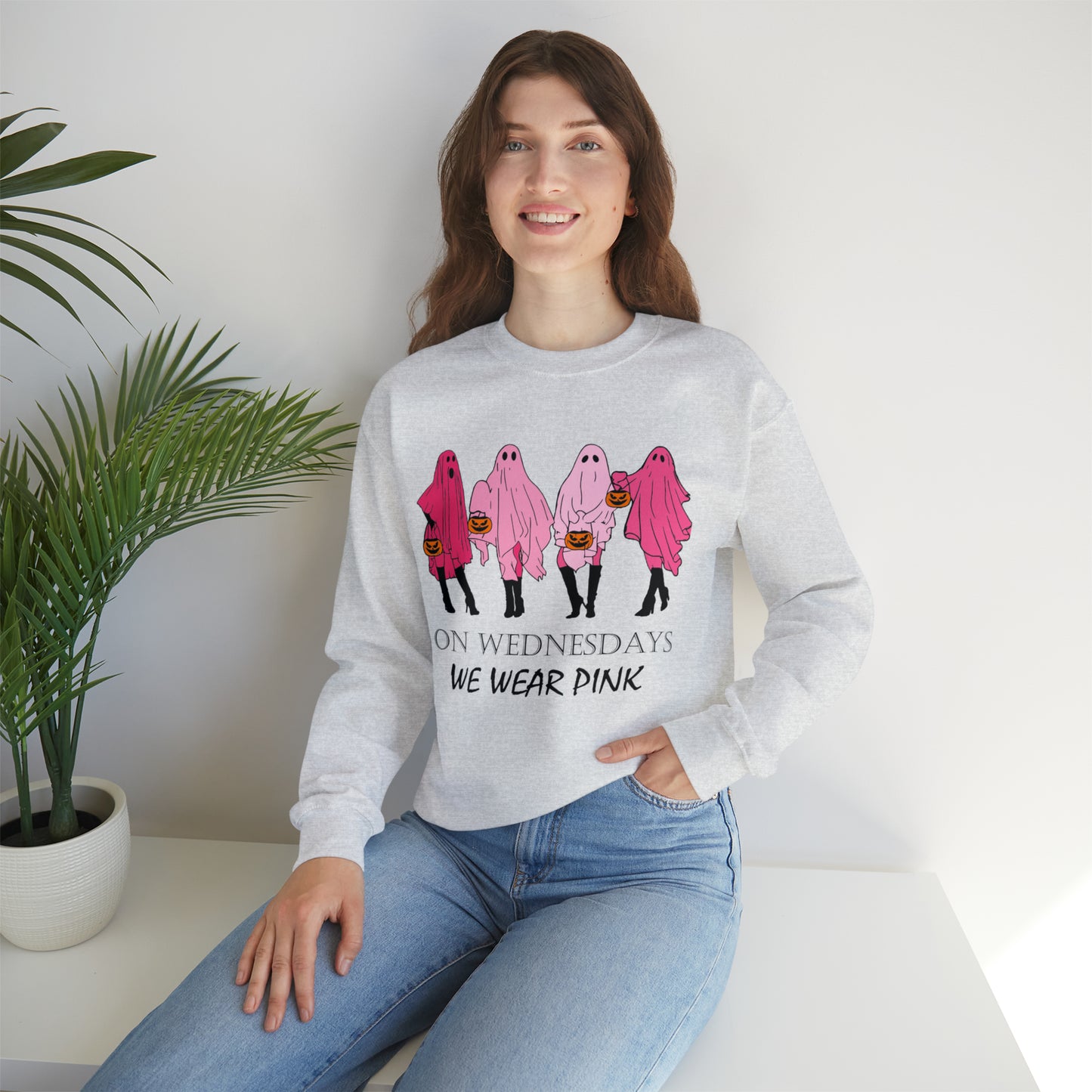 On Wednesday's We Wear Pink Mean Girls Halloween Sweatshirt