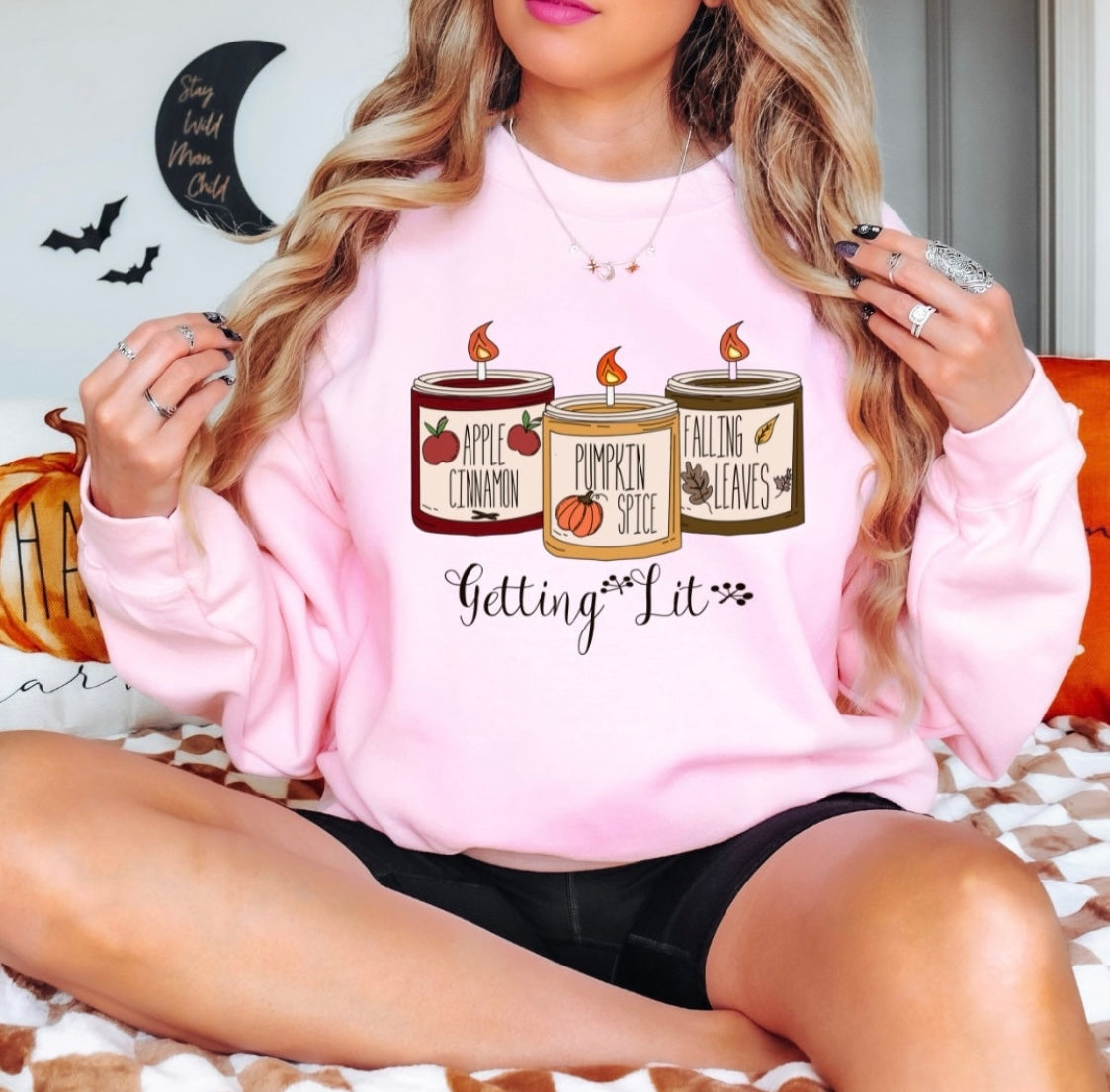 Getting Lit Fall Candles Sweatshirt, Getting lit sweatshirt, fall candle sweater, pumpkin spice candle, funny autumn shirts, fall